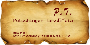 Petschinger Tarzícia névjegykártya